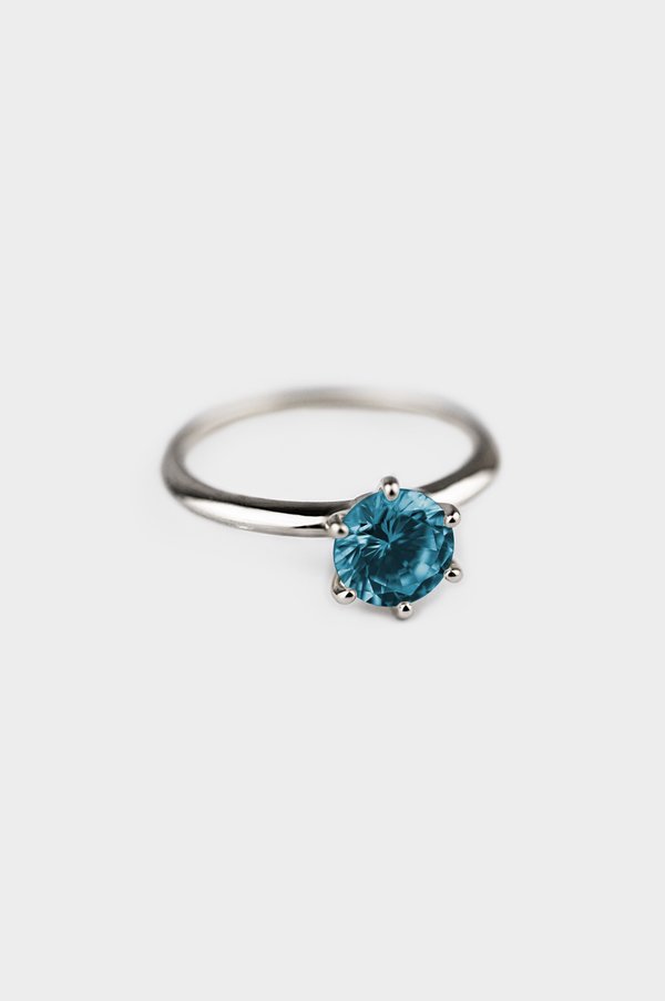 Solitaire Ring in Steel Blue (Size 15)