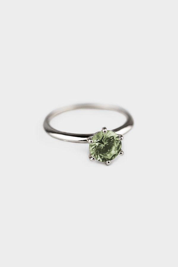 Solitaire Ring in Sage Green (Size 15)