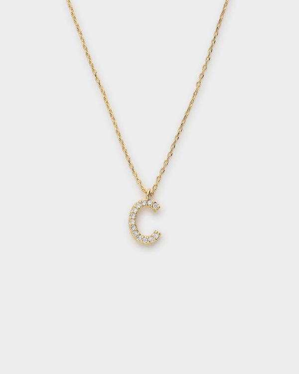 Pavé Initial ‘C’ Necklace in Gold 