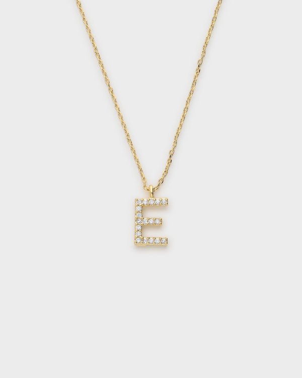 Pavé Initial ‘E’ Necklace in Gold 