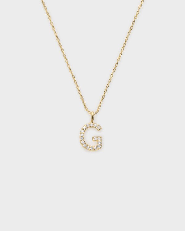 Pavé Initial ‘G’ Necklace in Gold 