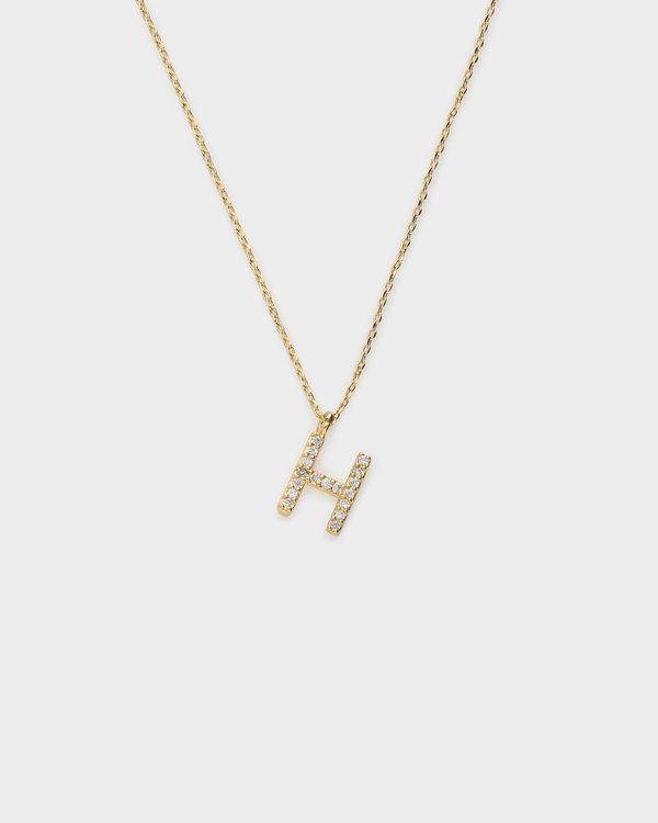 Pavé Initial ‘H’ Necklace in Gold