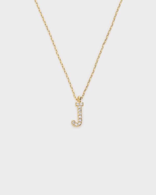 Pavé Initial ‘J’ Necklace in Gold 