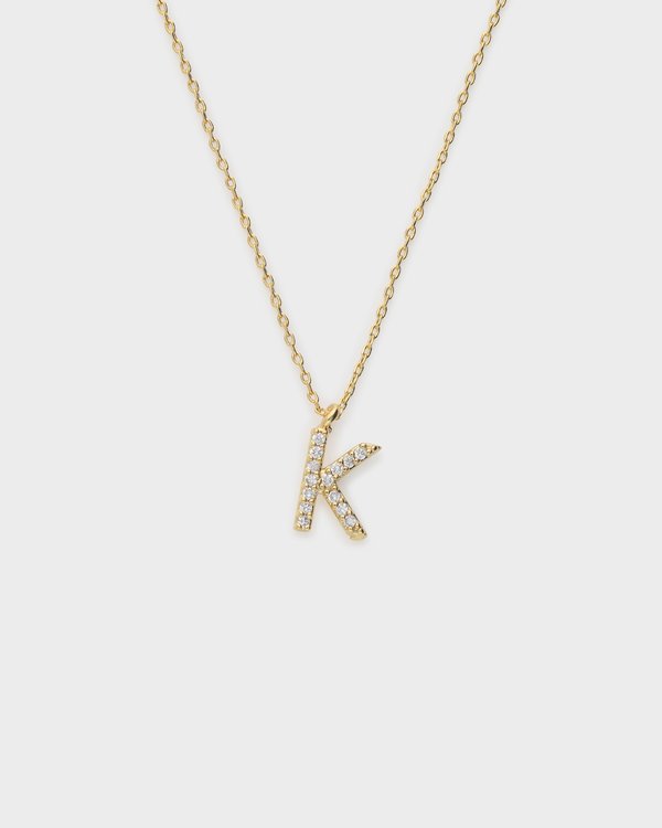 Pavé Initial ‘K’ Necklace in Gold