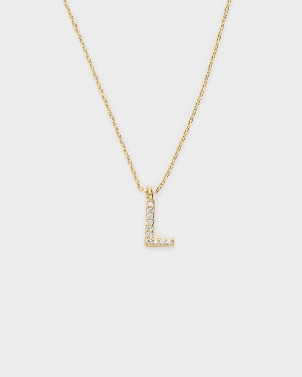 Pavé Initial ‘L’ Necklace in Gold 