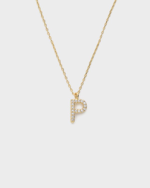 Pavé Initial ‘P’ Necklace in Gold