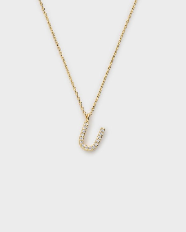 Pavé Initial ‘U’ Necklace in Gold