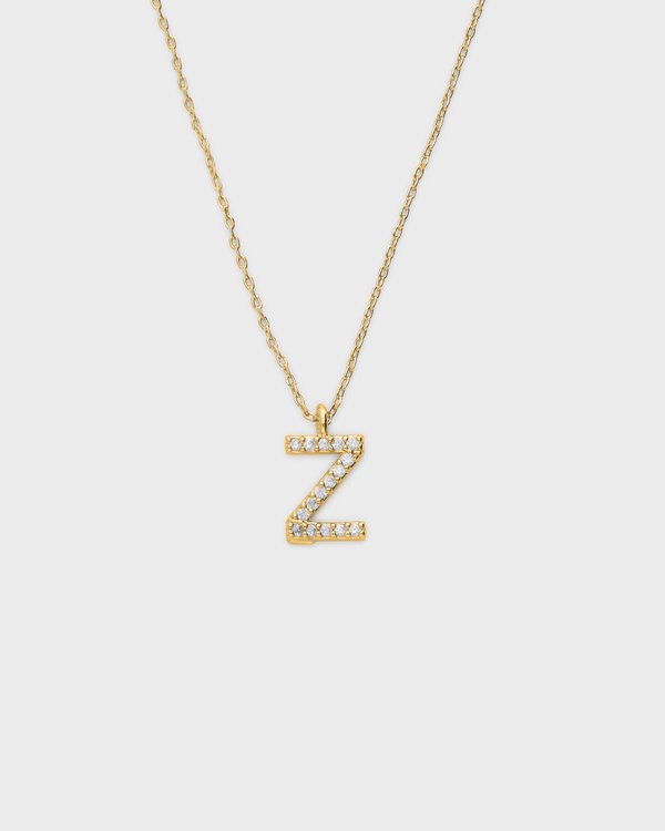 Pavé Initial ‘Z’ Necklace in Gold 