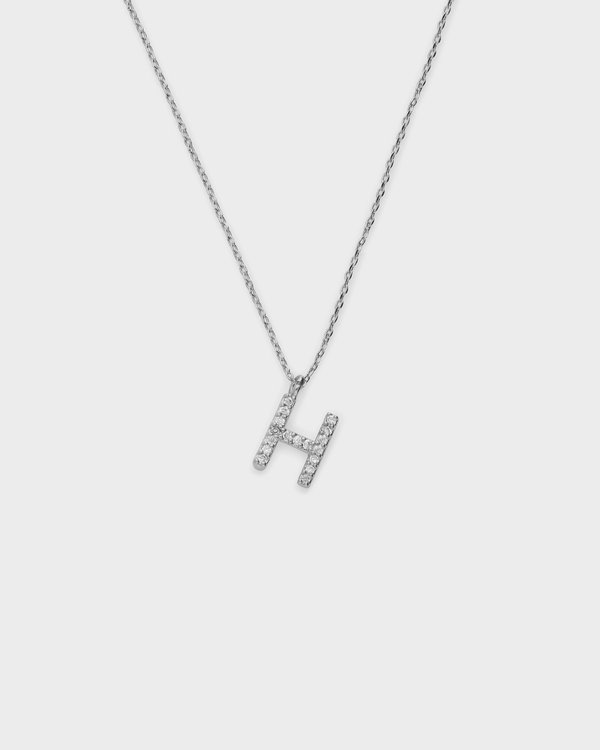 Pavé Initial ‘H’ Necklace in Silver 