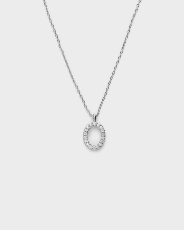 Pavé Initial ‘O’ Necklace in Silver 