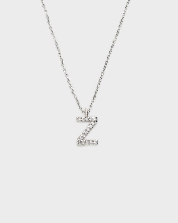 Pavé Initial ‘Z’ Necklace in Silver 