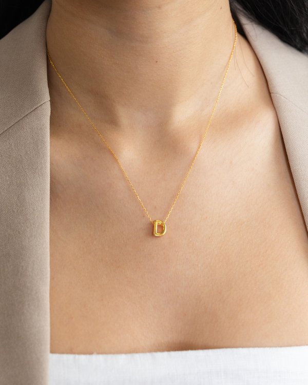 Initial ‘D’ Necklace in Gold