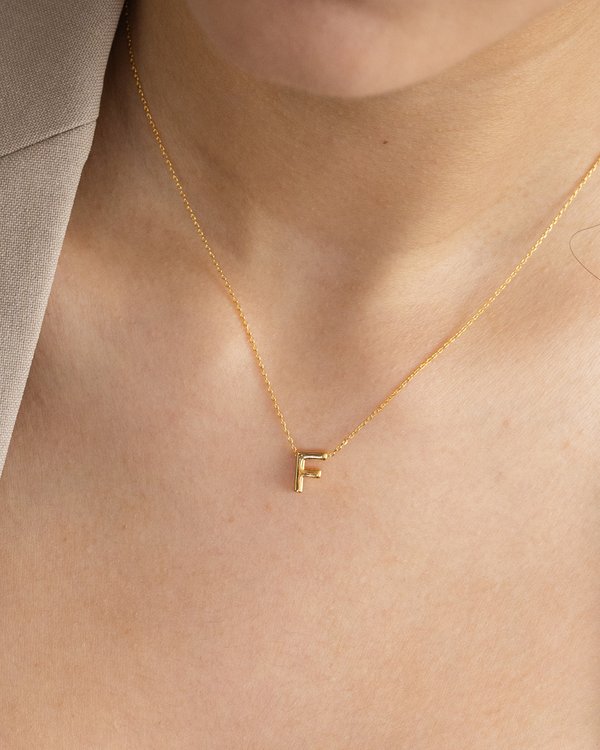 Initial ‘F’ Necklace in Gold