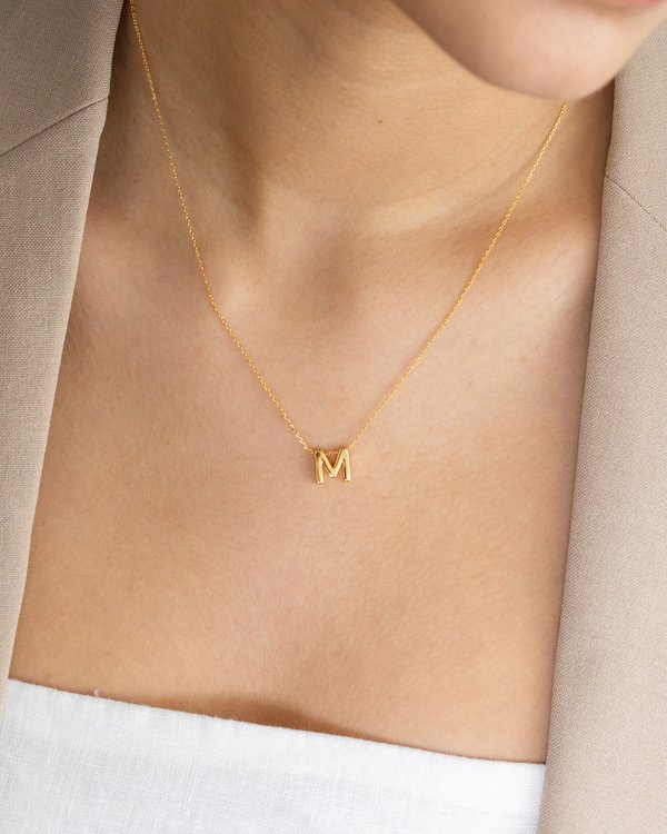 Initial ‘M’ Necklace in Gold