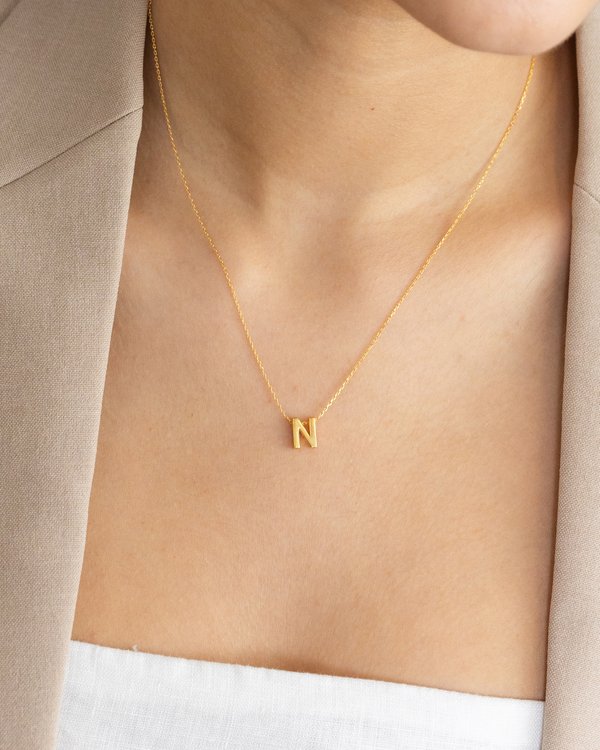 Initial ‘N’ Necklace in Gold