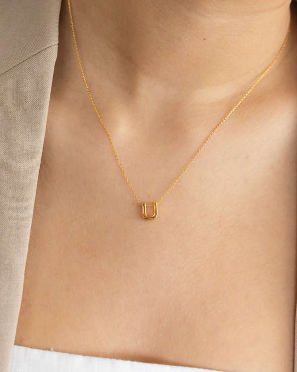 Initial ‘U’ Necklace in Gold