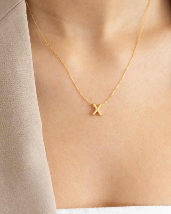 Initial ‘X’ Necklace in Gold