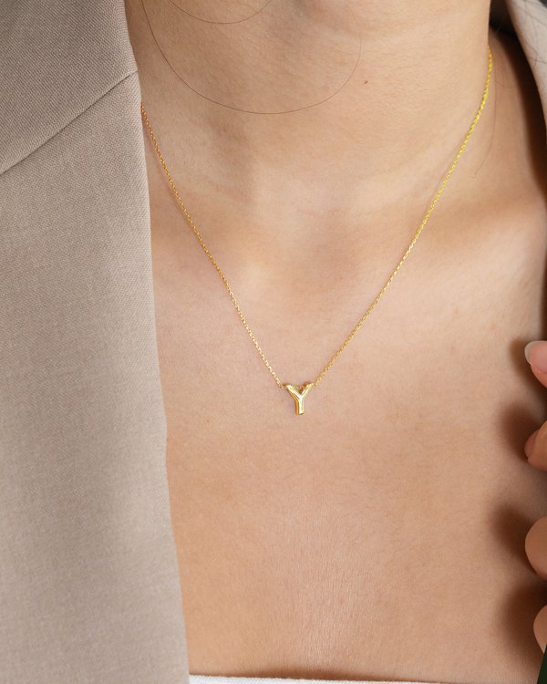 Initial ‘Y’ Necklace in Gold