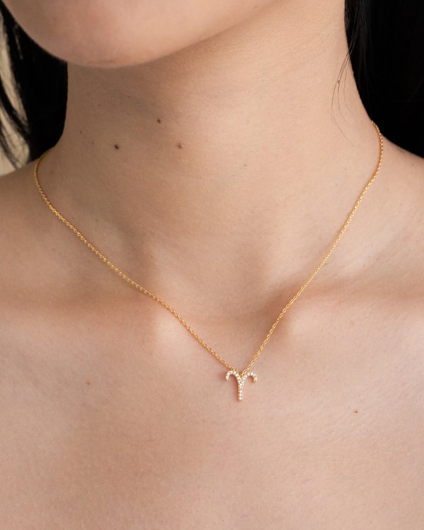 Aries Horoscope Necklace in Gold