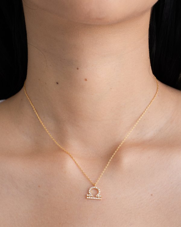 Libra Horoscope Necklace in Gold