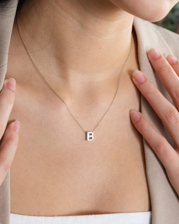 Initial ‘B’ Necklace in Silver