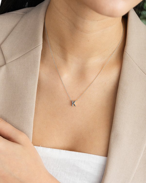 Initial ‘K’ Necklace in Silver