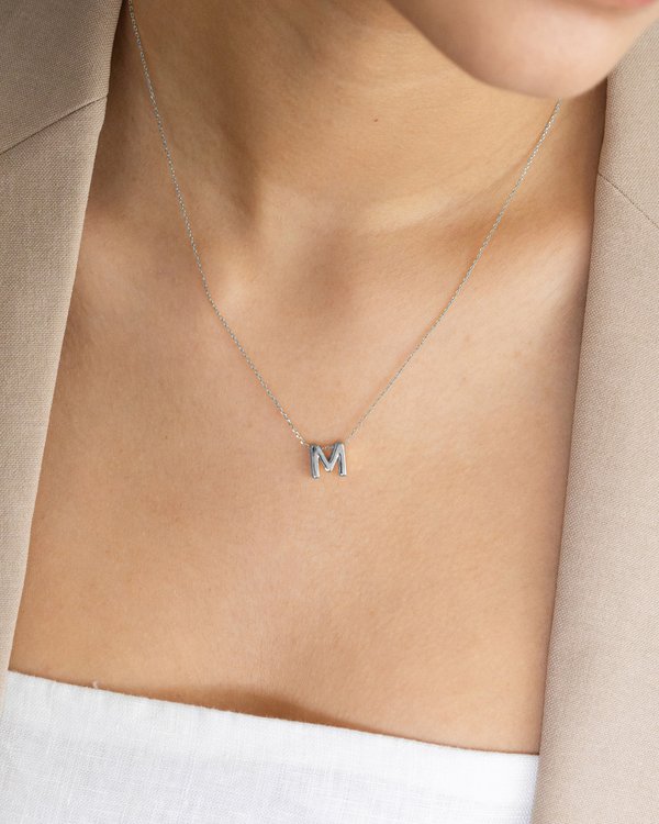 Initial ‘M’ Necklace in Silver