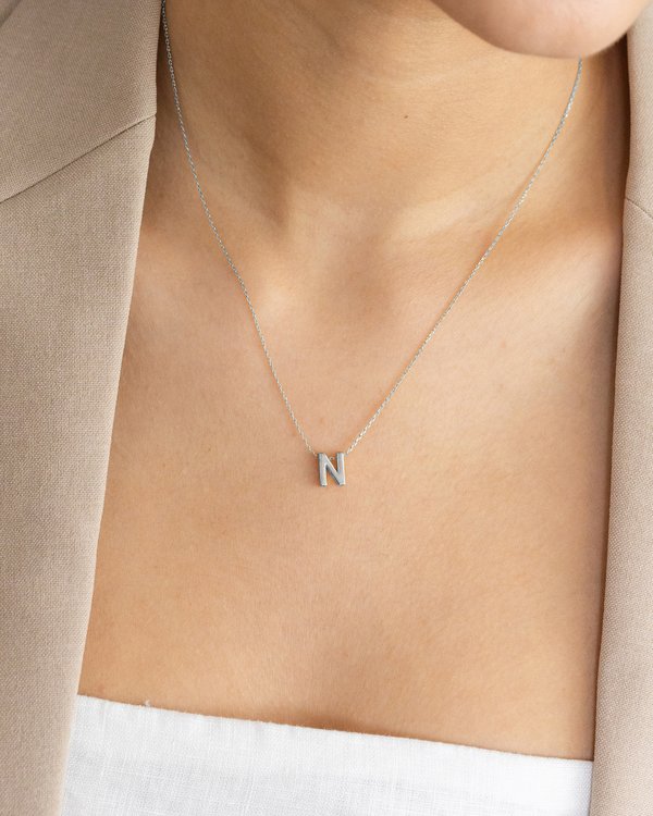 Initial ‘N’ Necklace in Silver