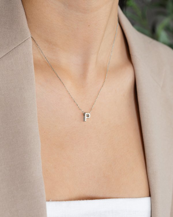Initial ‘P’ Necklace in Silver