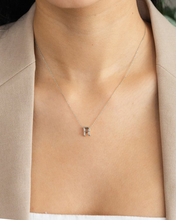 Initial ‘R’ Necklace in Silver
