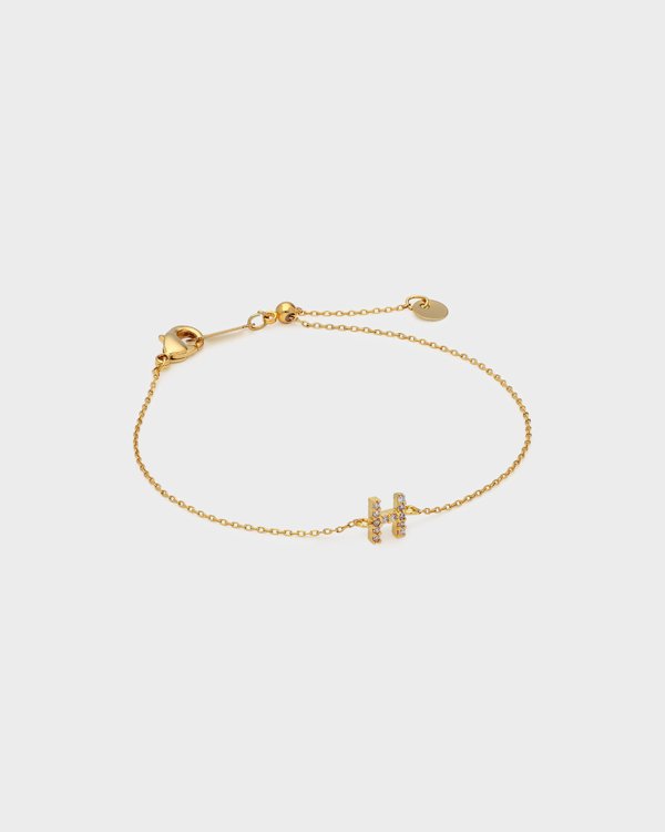 Pavé Initial H Bracelet in Gold 