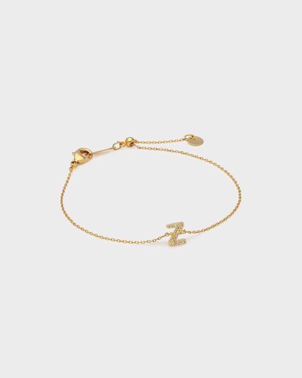 Pavé Initial Z Bracelet in Gold