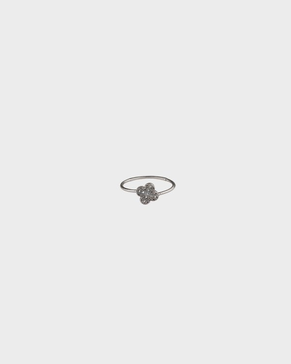 Clover Diamond Pinky Ring in Silver 